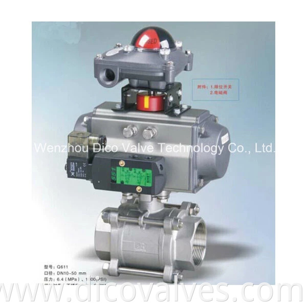 CE ISO Ts Stainless Steel Pneumatic/Electric Actuator Control Industrial 3PC Floating Ball Valve